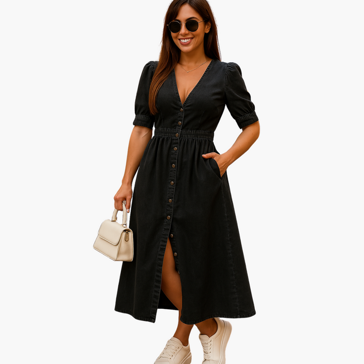 Midi-Kleid mit Knopfleiste - Damenmode für stilvolle Tage