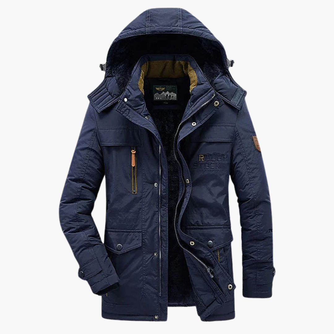 Herren Parkajacke mit verstellbarer Kapuze und Fleecefutter