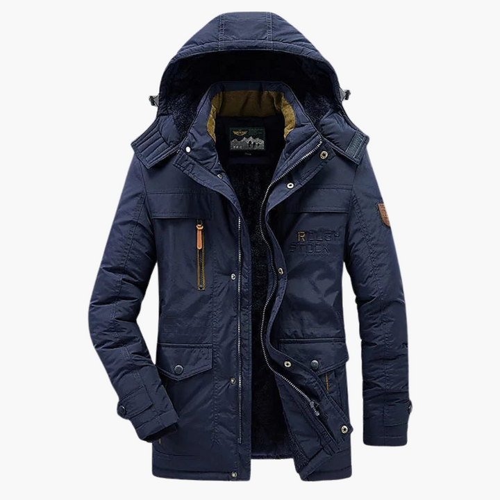 Herren Parkajacke mit verstellbarer Kapuze und Fleecefutter