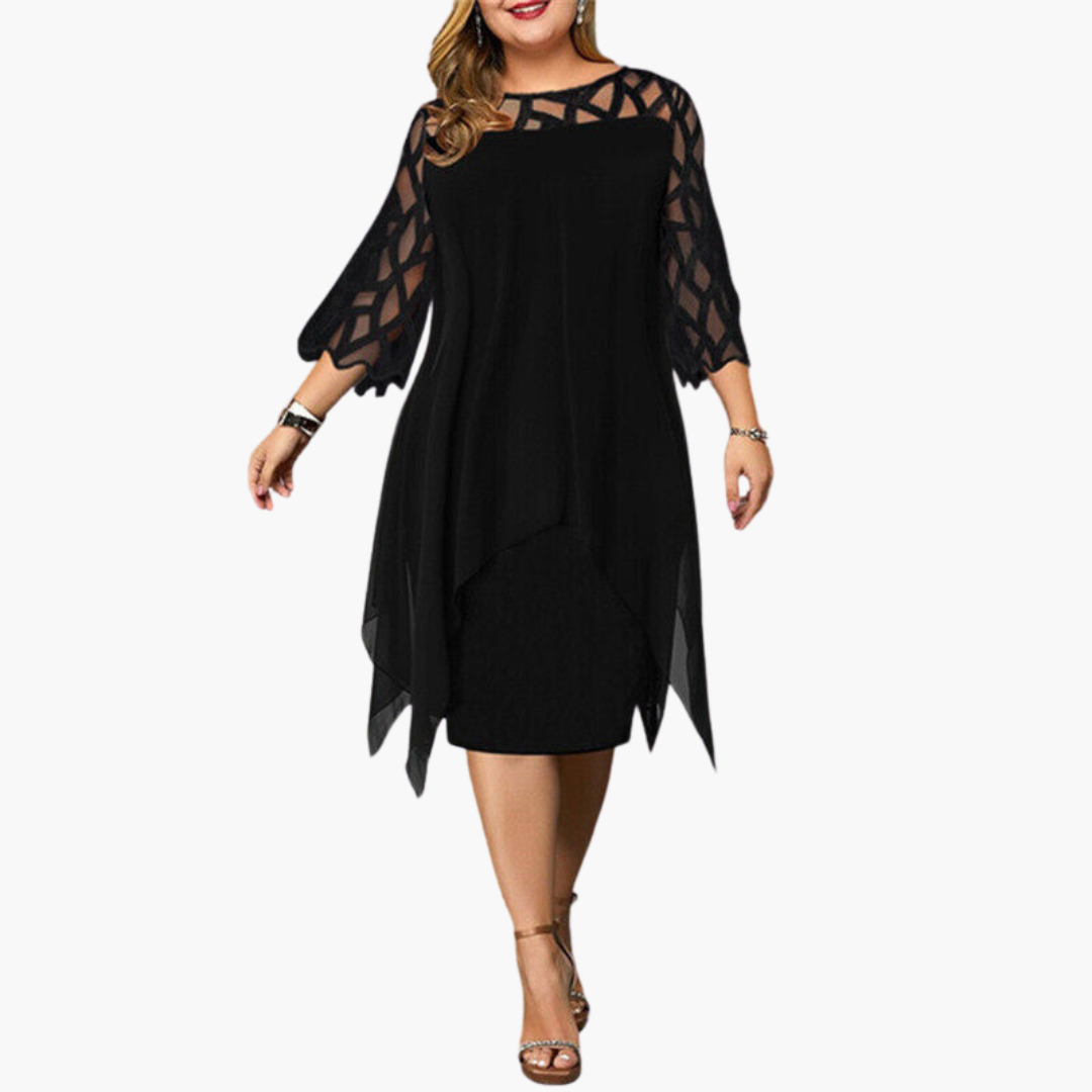 Leichtes Damen Abendkleid - mit ausgeschnittenen Ärmeln Midikleid