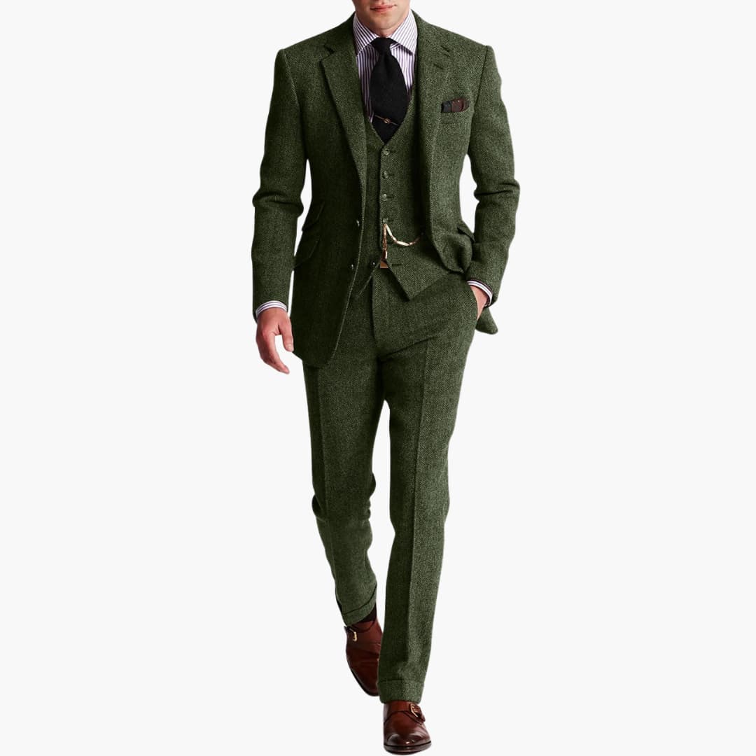 Herren dreiteiliger Anzug mit Weste für Herbst und Winter