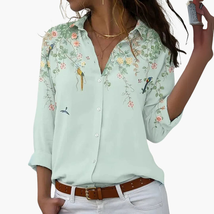 Blumen Colorblock Bluse für Damen - Stilvoll & Bequem