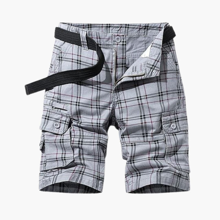 Herren Cargo Shorts mit Karomuster und Stoffgürtel