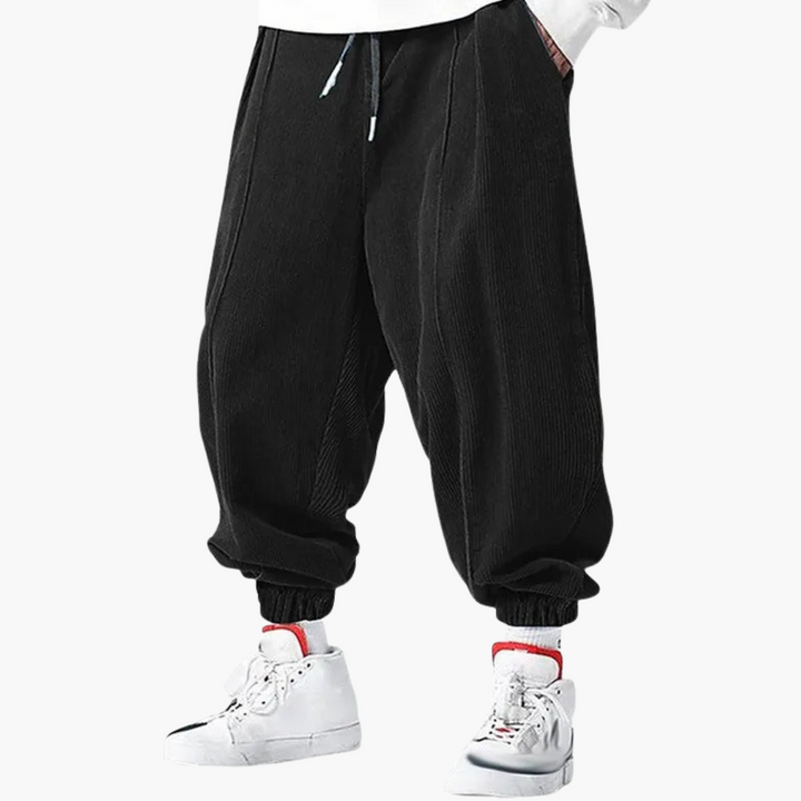 Herren Cordhose mit Bund und Kordelzug und Bündchen