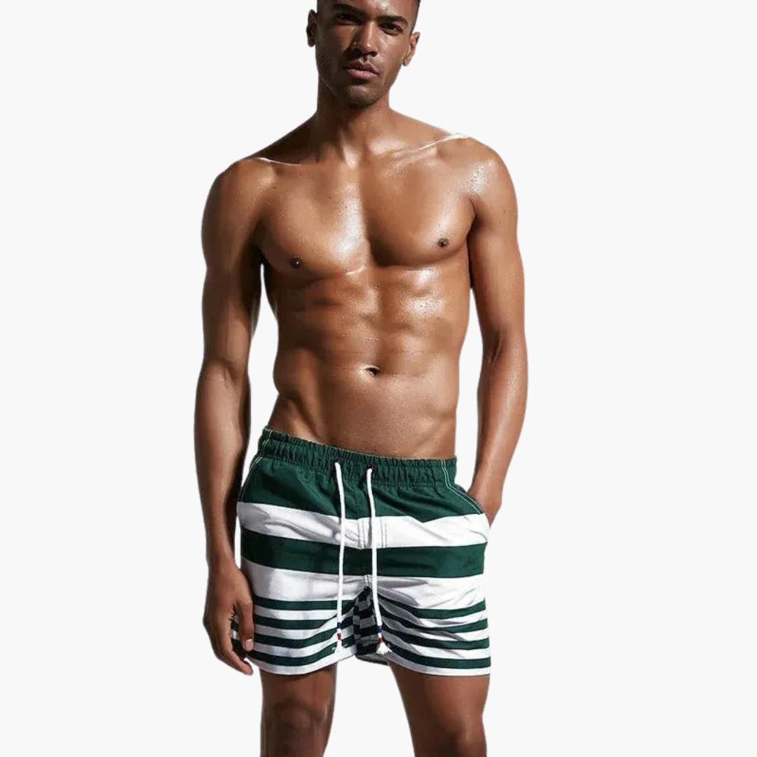 Gestreifte Badeshorts - Herren Schwimmshorts mit Kordelzug