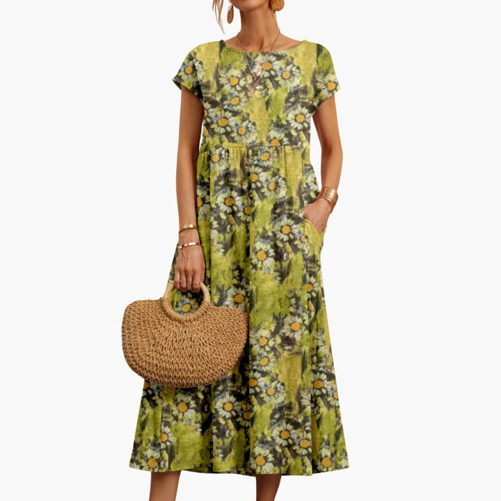 Boho Midikleid mit kurzen Ärmeln - für Damen im Sommerstil