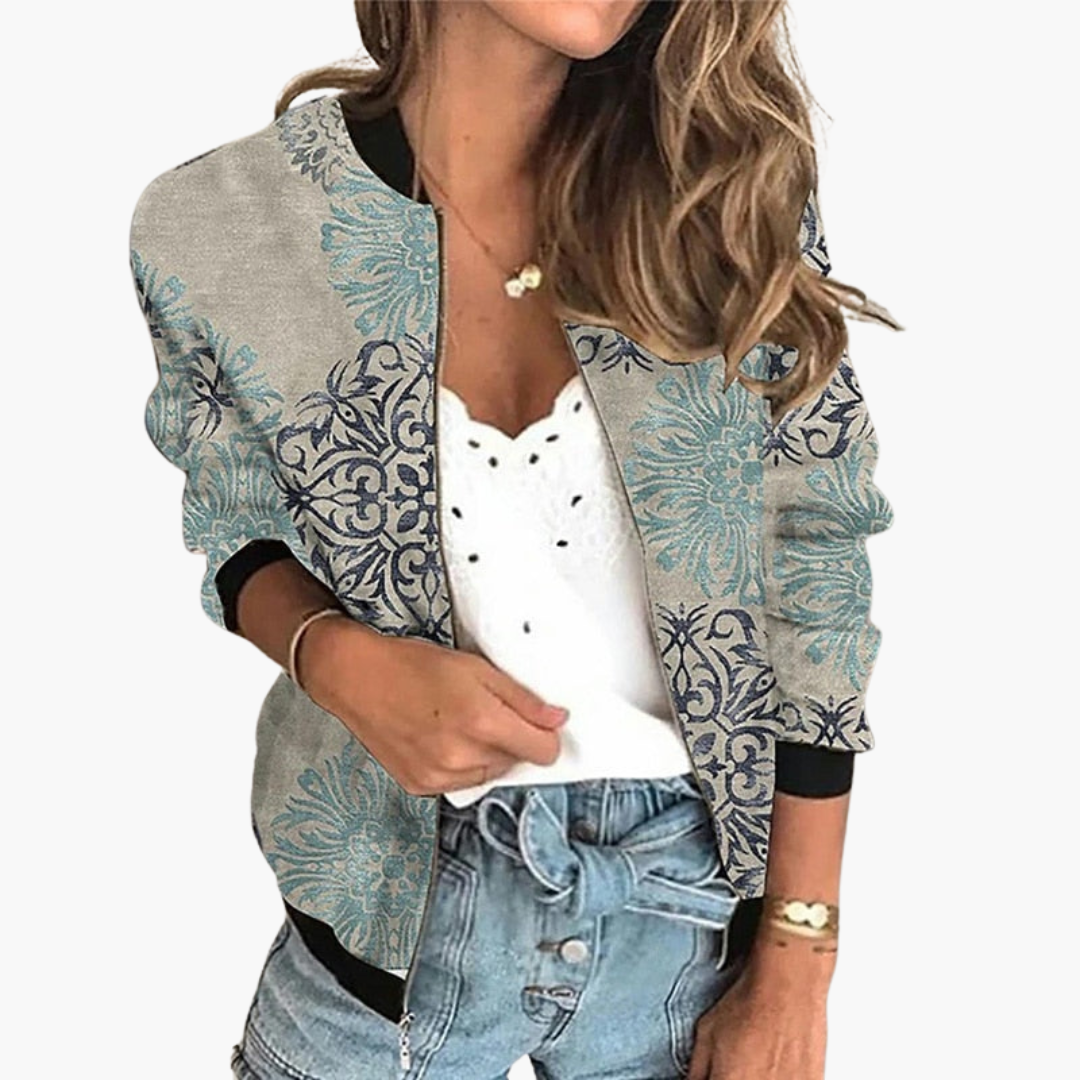 Bomberjacke für Damen - Leicht & Stylisch mit Blumenmuster