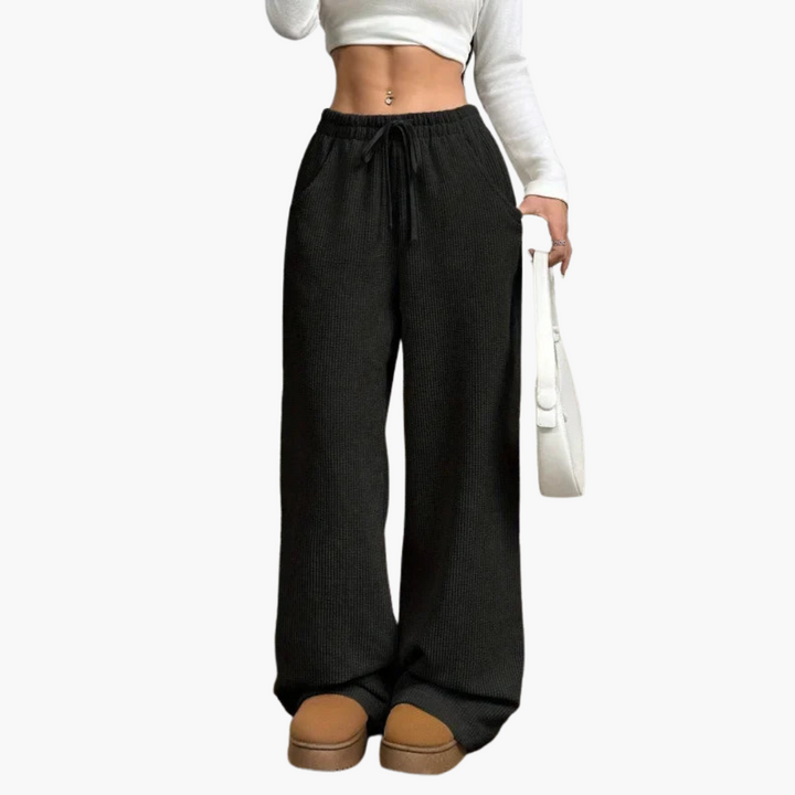Damen Cordhose mit hohem Bund und weitem Bein