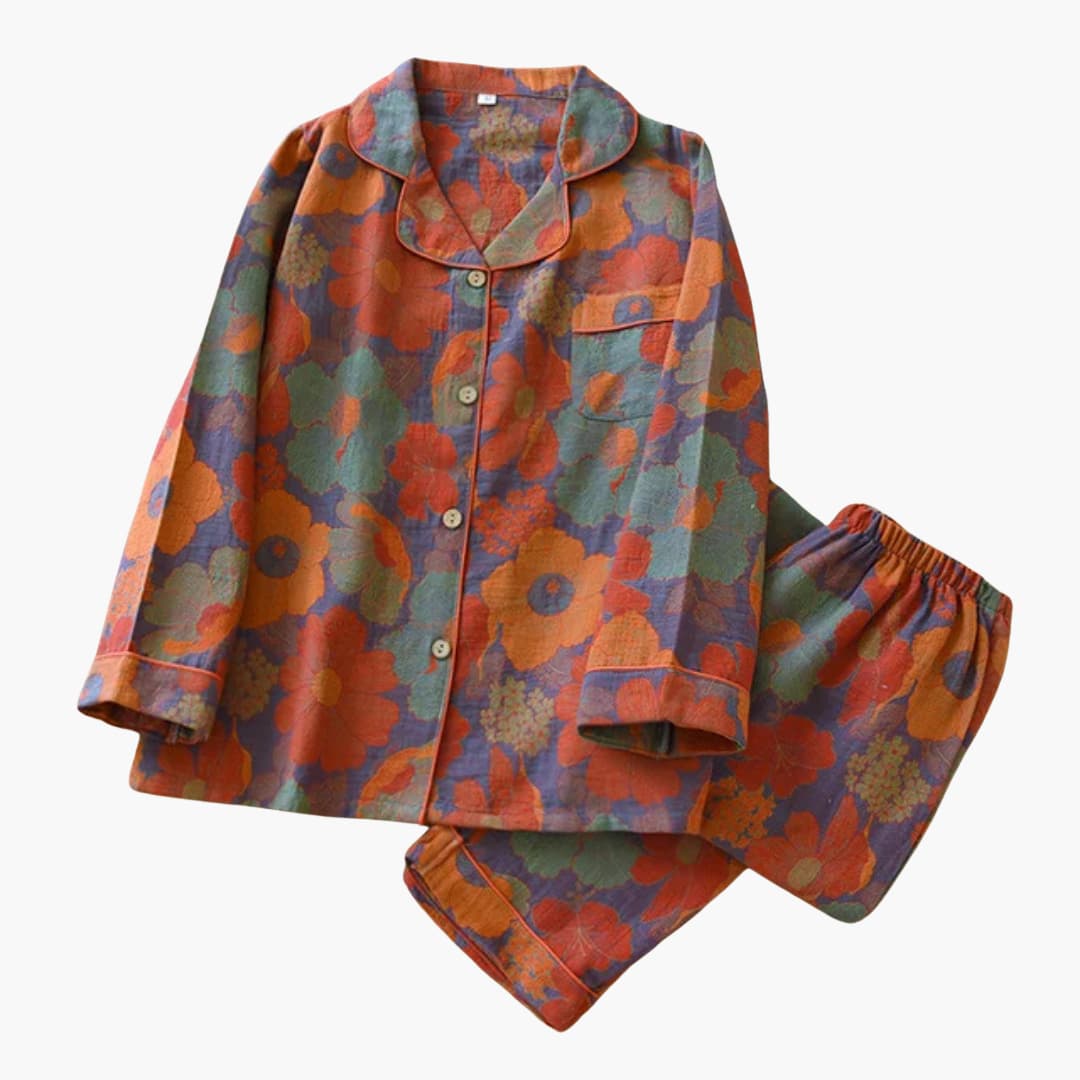 Damen Fleece Pyjama Set mit Bärenmotiv und elastischem Bund