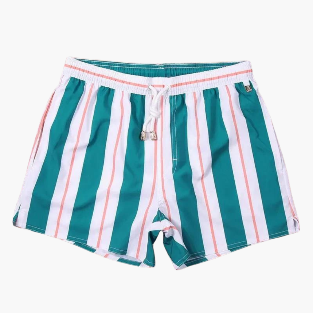 Gestreifte Herren-Badeshorts - mit Tunnelzug und Seitentaschen