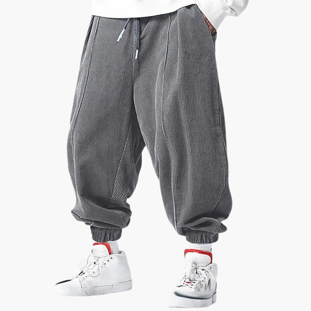Herren Cordhose mit Bund und Kordelzug und Bündchen