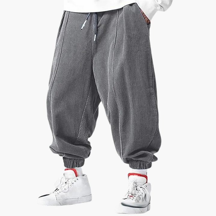 Herren Cordhose mit Bund und Kordelzug und Bündchen
