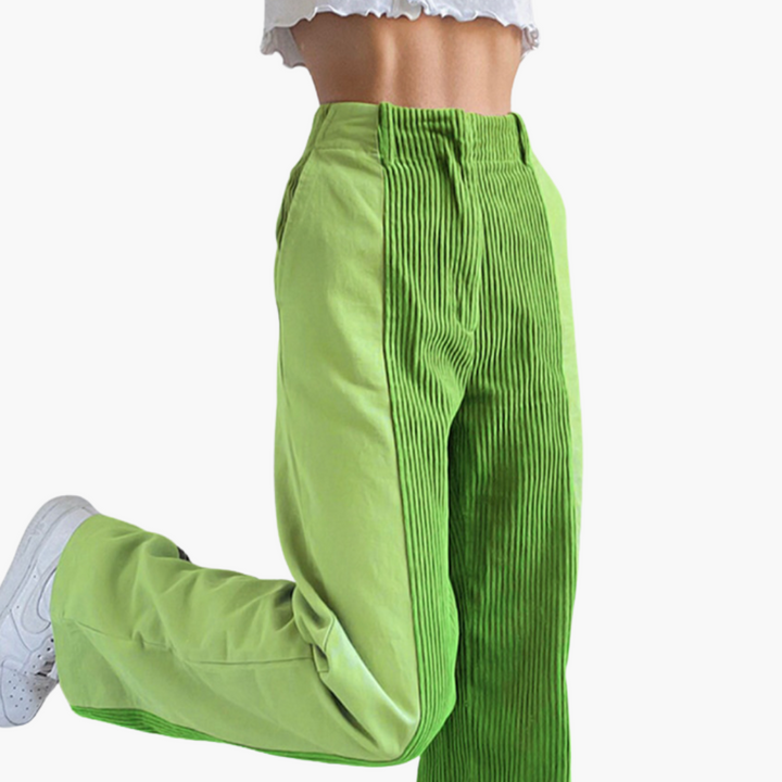Damen Cordhose mit hohem Bund und weitem Bein