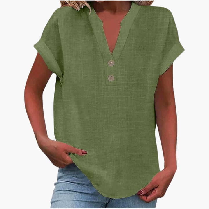 Damen Bluse mit V-Ausschnitt und kurzen Ärmeln