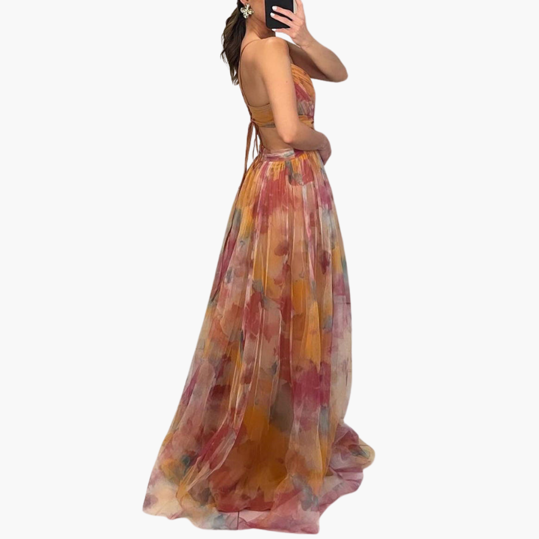 Elegantes Maxikleid für Damen mit - floralem Muster Glamourös
