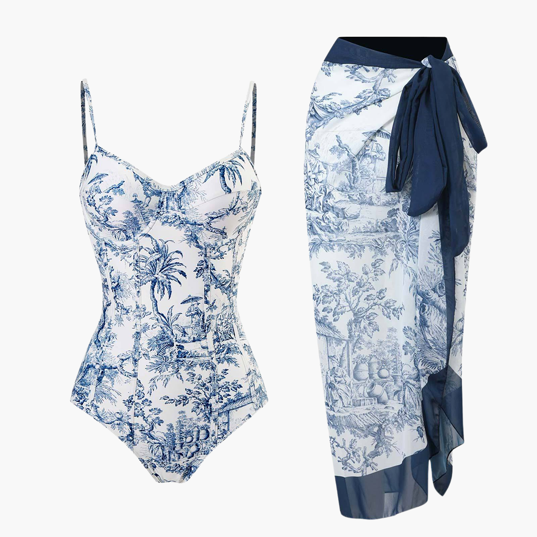 Badeanzug-Set - für Damen mit Pareo und verstellbaren Trägern