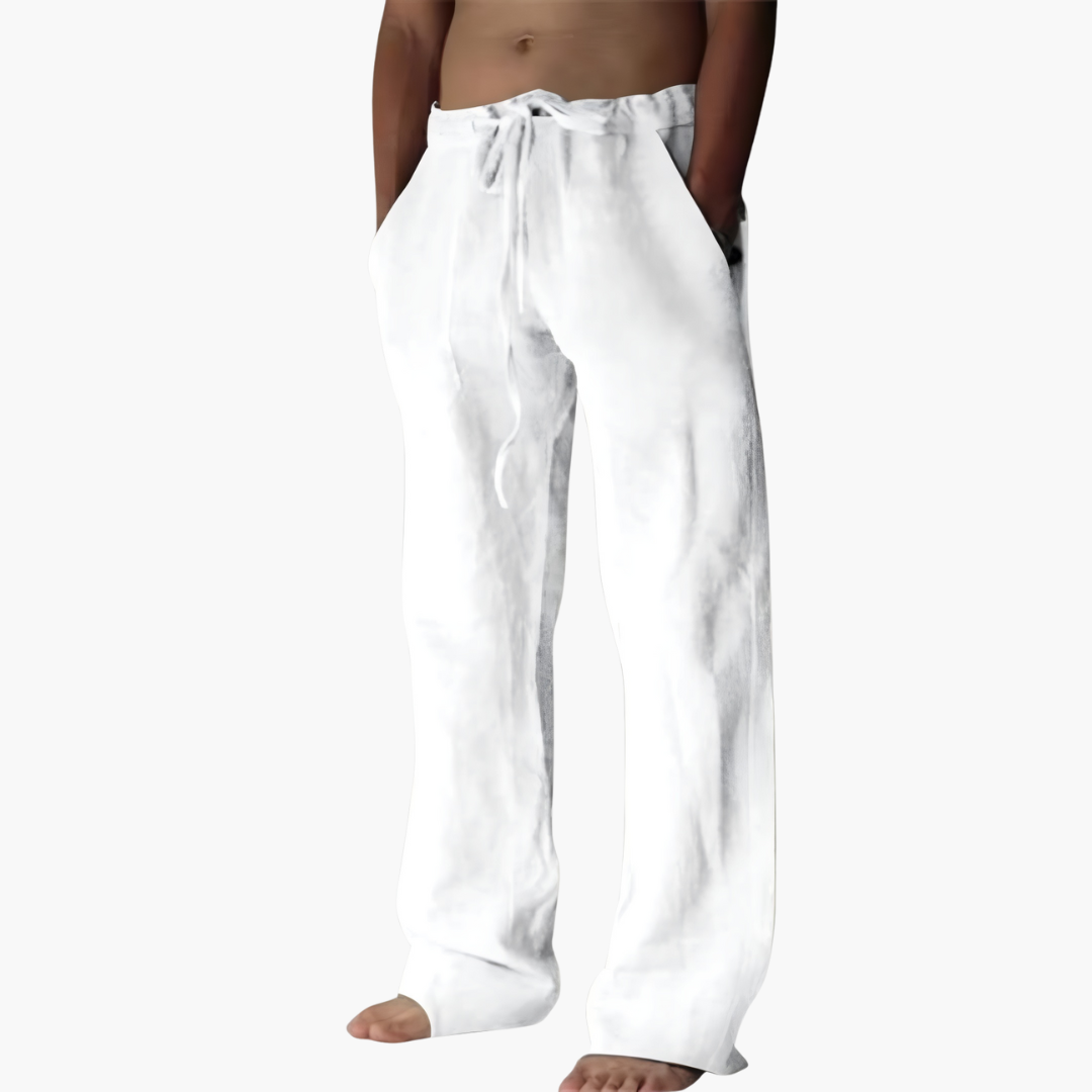 Herren Freizeithose aus Leinen mit Kordelzug für Sommer