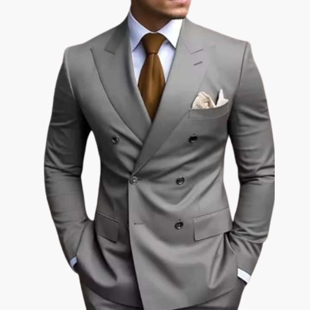 Herren Anzug zweiteilig mit Doppelreiher und Slim Fit Hose