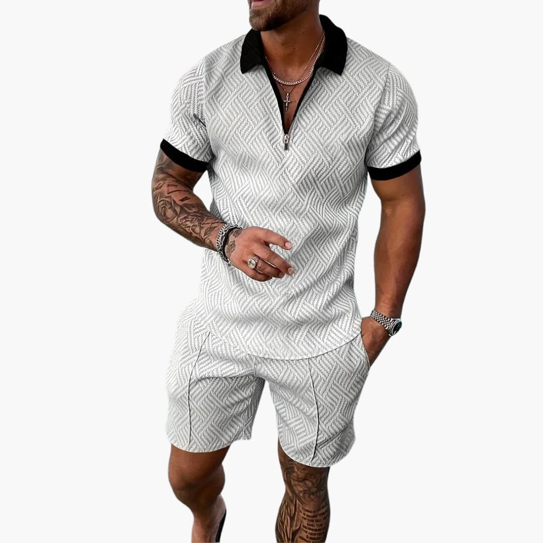 Herren Sommer Zweiteiler mit Reißverschluss und Shorts