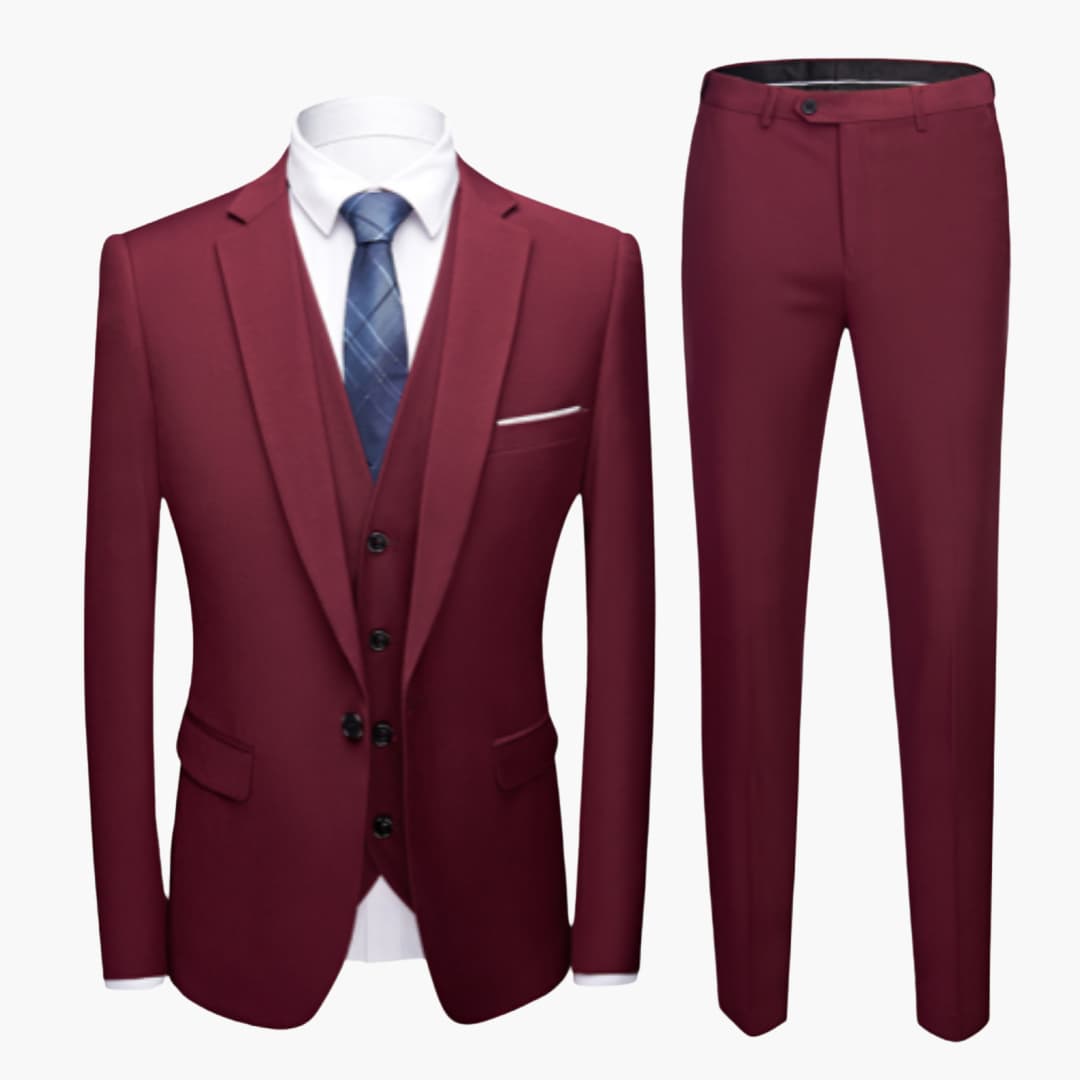 Herren Anzug dreiteilig mit Ein-Knopf Blazer und Weste