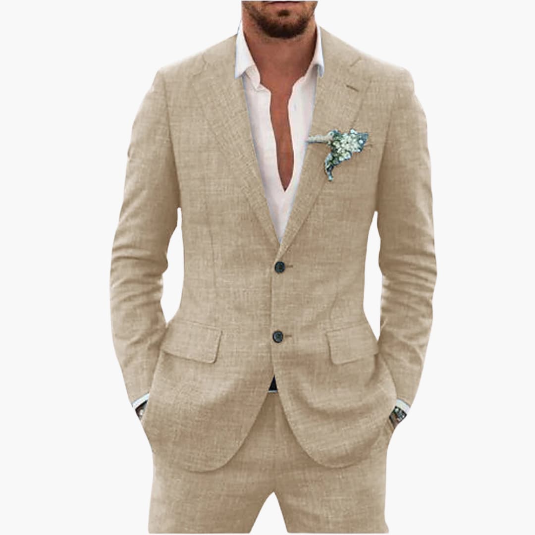 Herren Sommeranzug mit Revers und tailliertem Schnitt