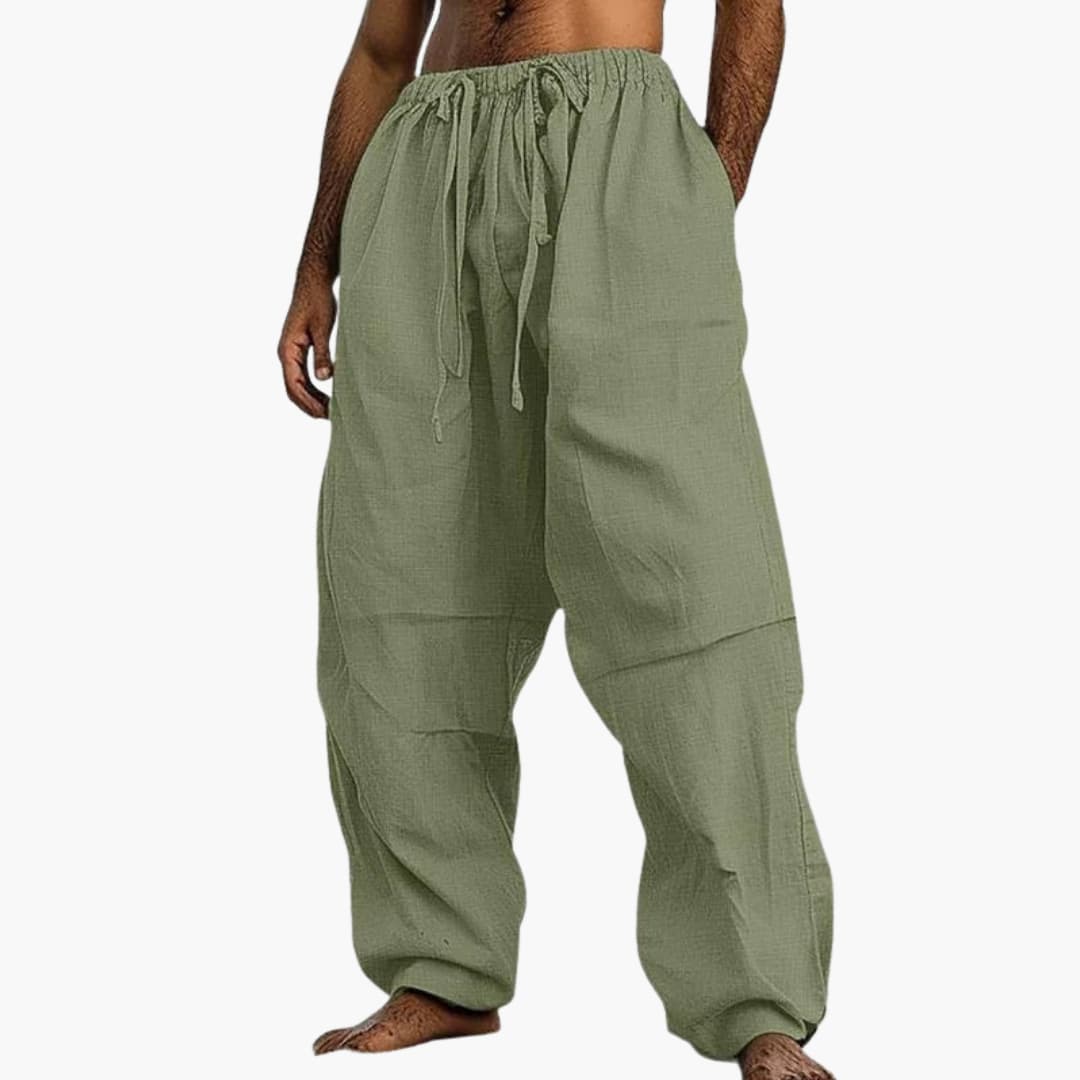 Herren Sommerhose mit weitem Bein und Kordelzug