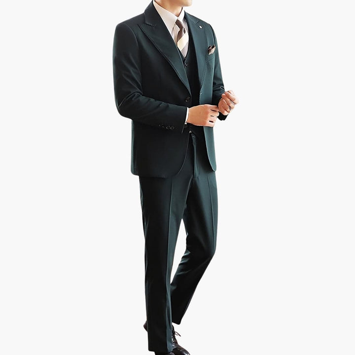Herren Anzug dreiteilig mit Weste und Slim Fit Schnitt