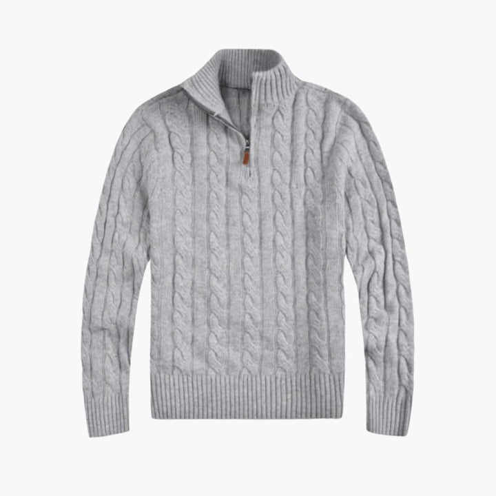 Herren pullover mit Reißverschluss Ausschnitt und Zopfmuster Oberfläche