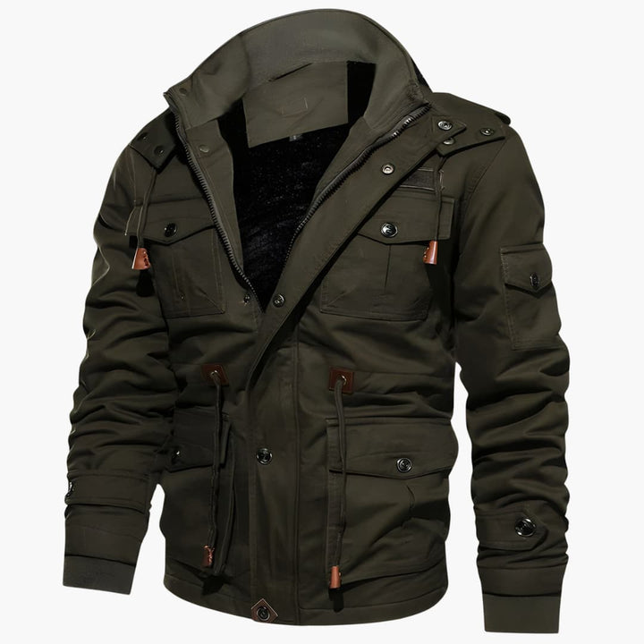 Herren Feldjacke mit verstellbarer Kapuze und mehreren Taschen