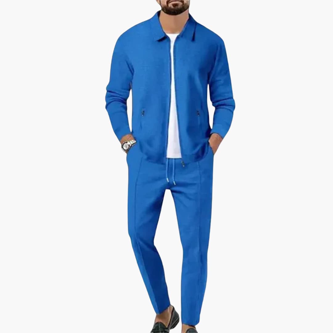 Herren Zweiteiler mit Reißverschlusshemd und Geradschnitt-Hose