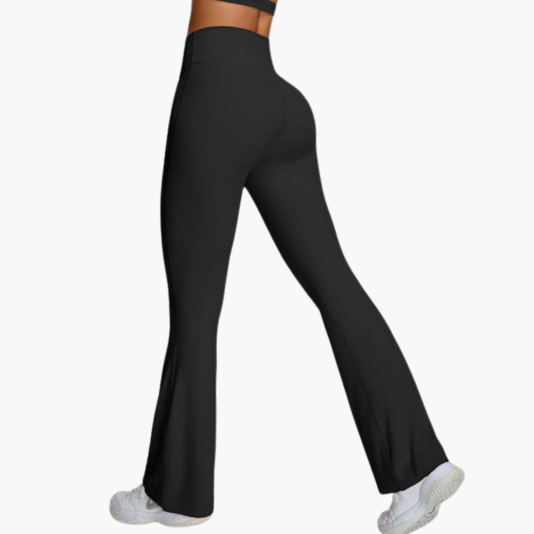 Schwarze High Wait Yogahose - Damenkomfort mit Bauchkontrolle