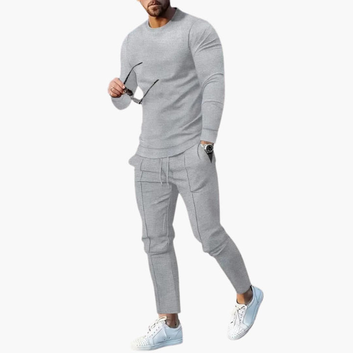 Zweiteiliges Herren-Set für Frühling und Herbst mit Langarmshirt