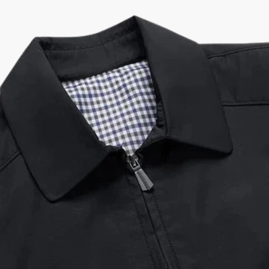 Herrenjacke mit kariertem Futter und Frontreißverschluss