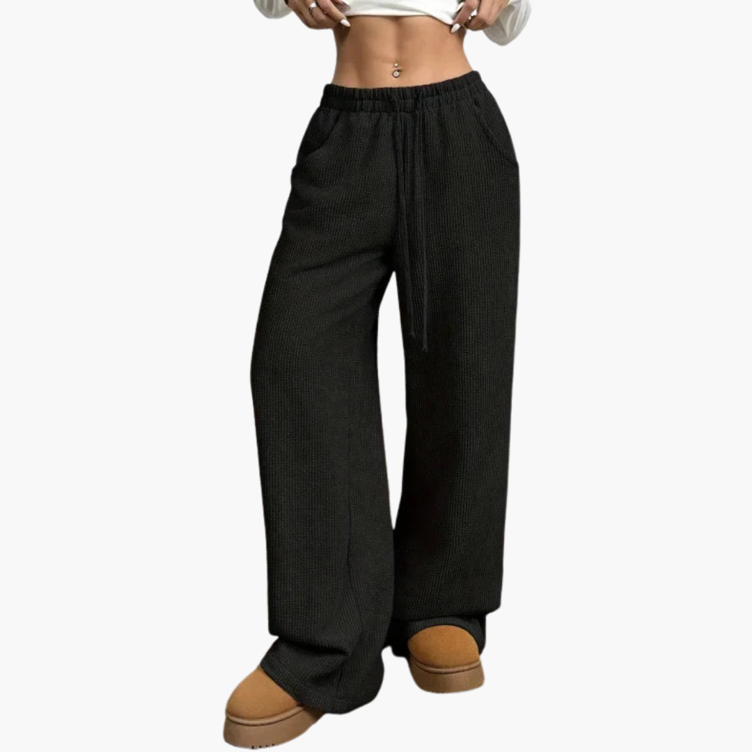 Damen Cordhose mit hohem Bund und weitem Bein