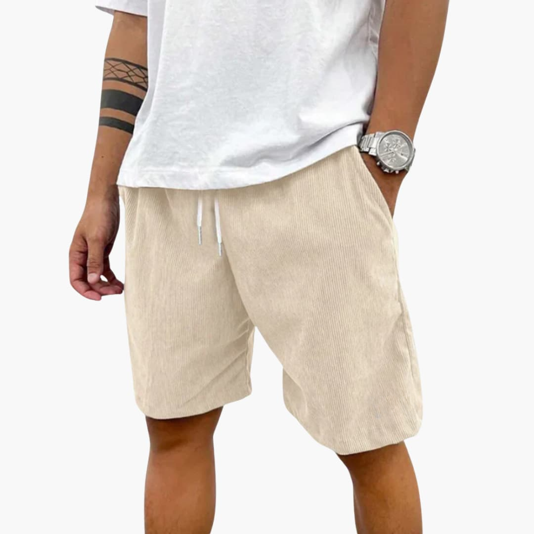 Herren Sommer Shorts mit Kordelzug und Cordstruktur