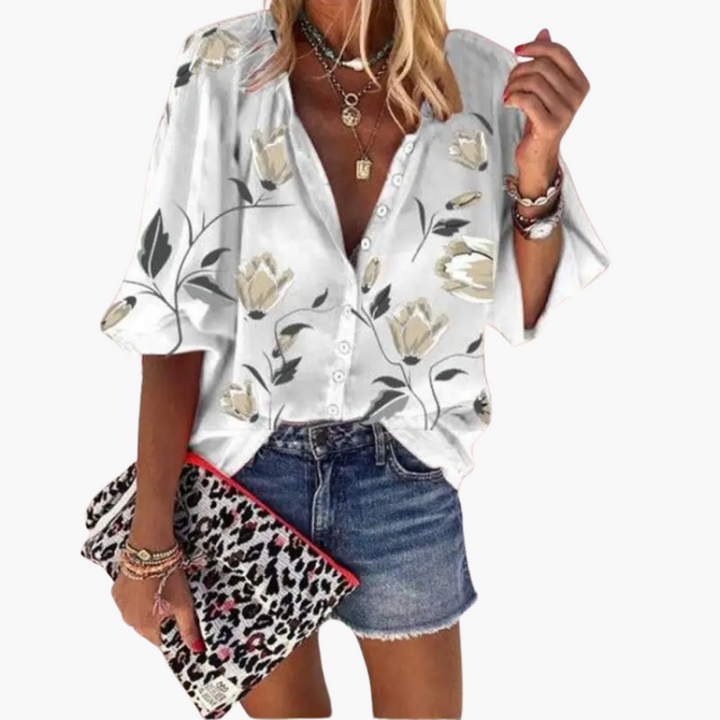 Bluse mit Blumenmuster für Damen – lockerer Sommerstil