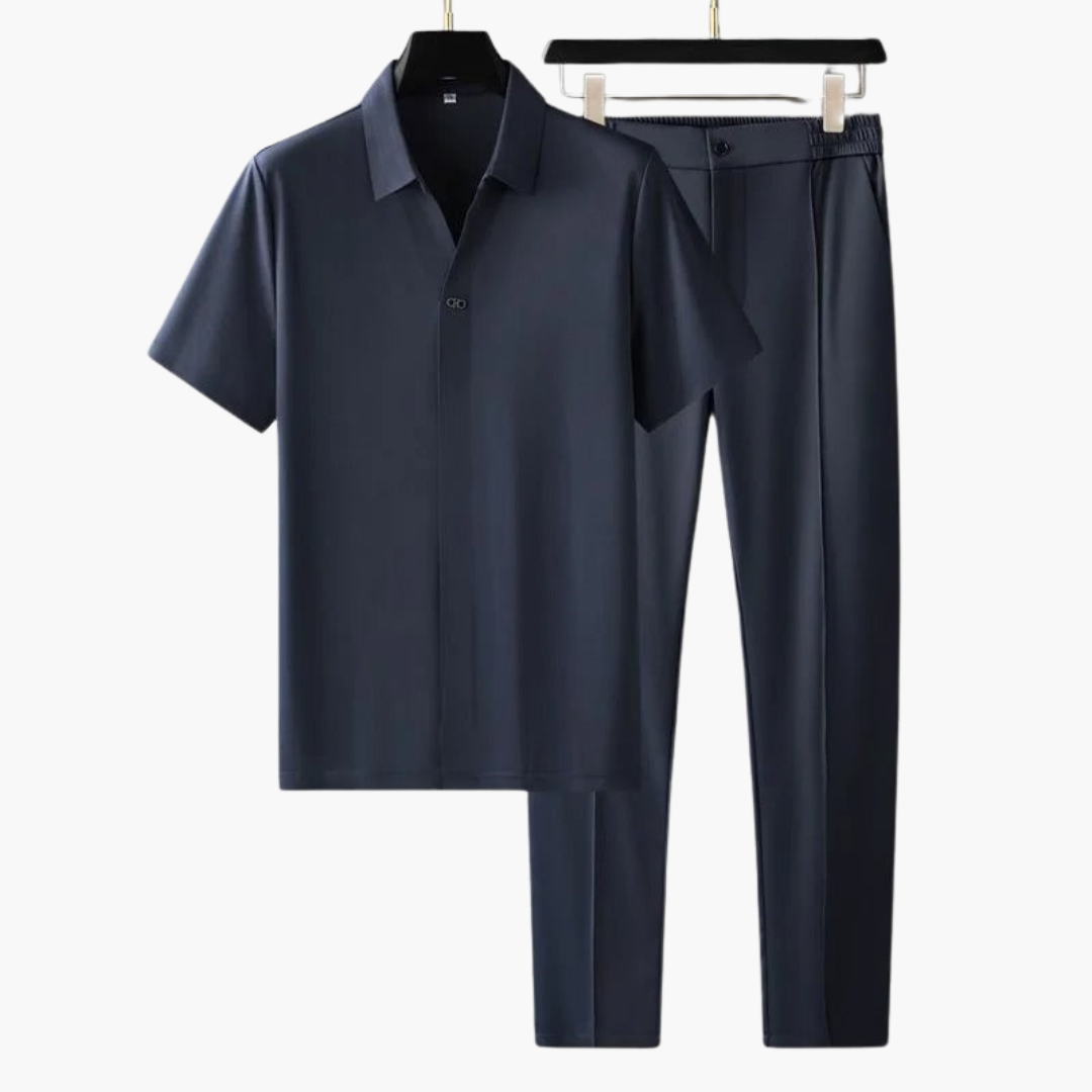 Zweiteiler Set für Herren – Kurzarmshirt mit Stoffhose