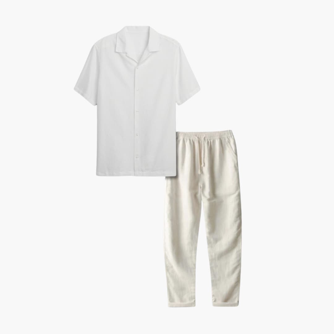 Herren Sommer Schlafanzug Set mit Kurzarmhemd und langer Hose