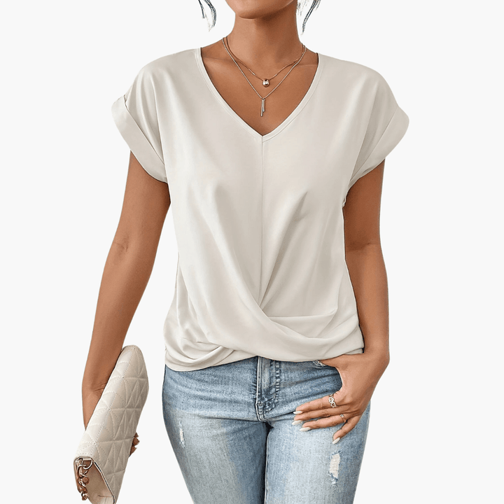 Trendiges, lässiges T-Shirt mit herzförmigem Ausschnitt für Damen - SchmiedeMode