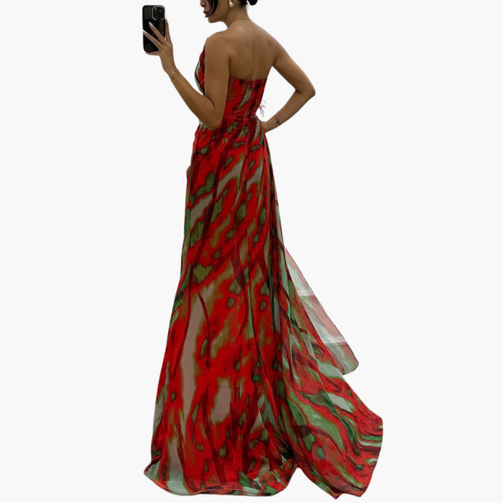 Vibrantes Maxi-Kleid für Frauen - Farbenfrohes Design