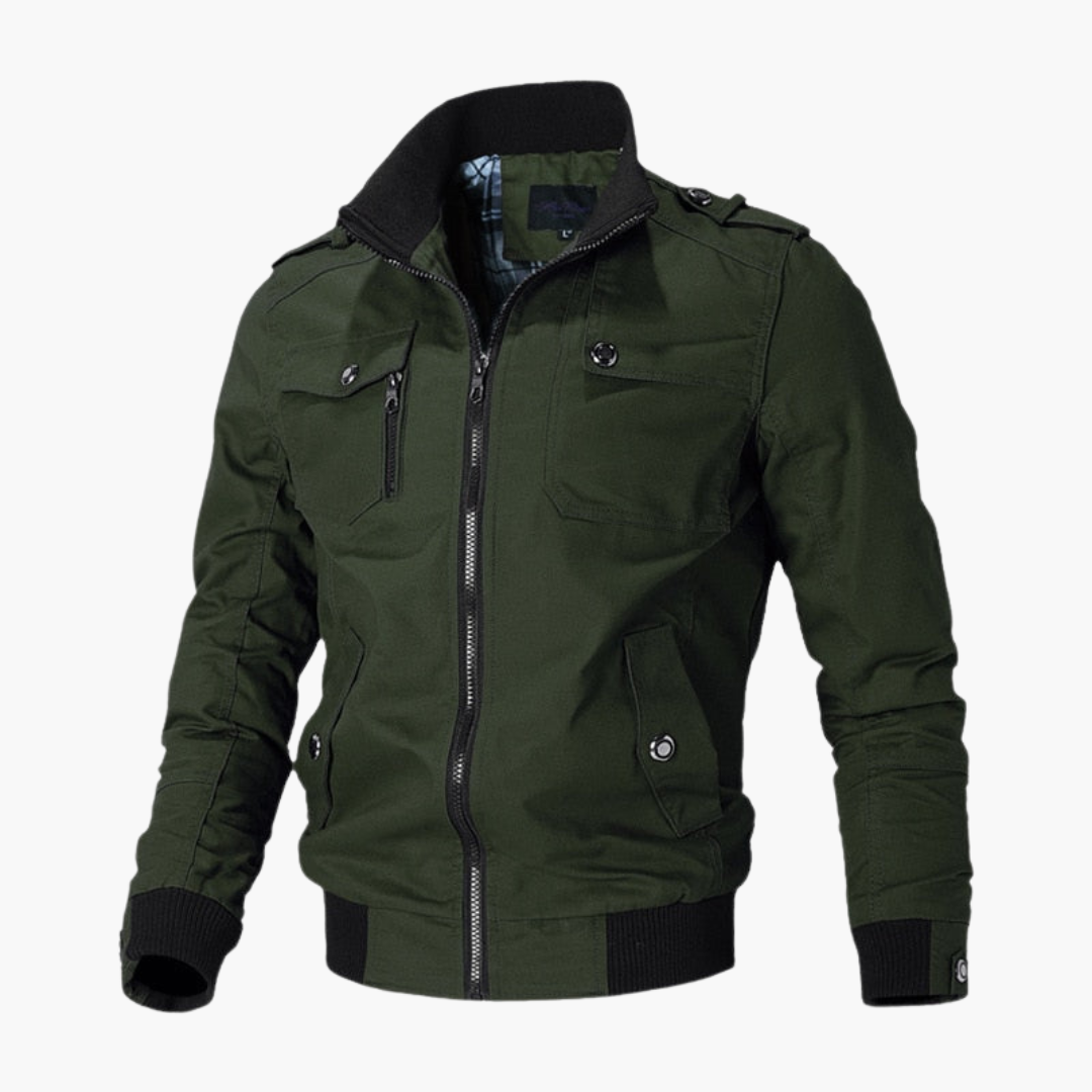 Herren Bomberjacke mit Reißverschluss und geripptem Saum