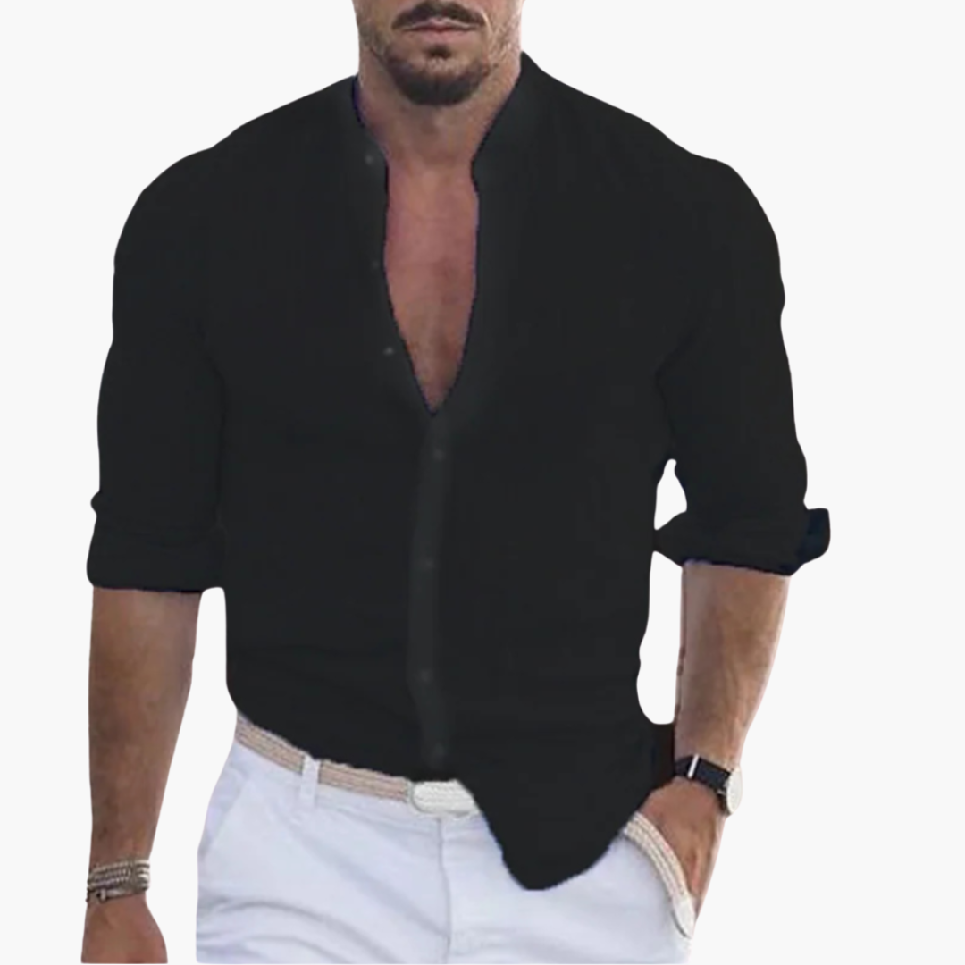 Sommerhemd für Herren - Leicht, Luftig & Stehkragen Casual