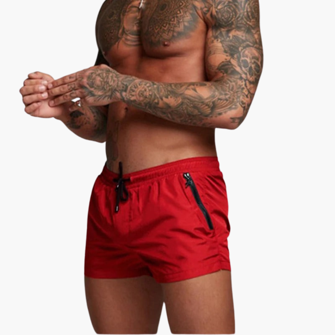 Herren schnelltrocknende Shorts mit elastischem Bund und Reißverschluss