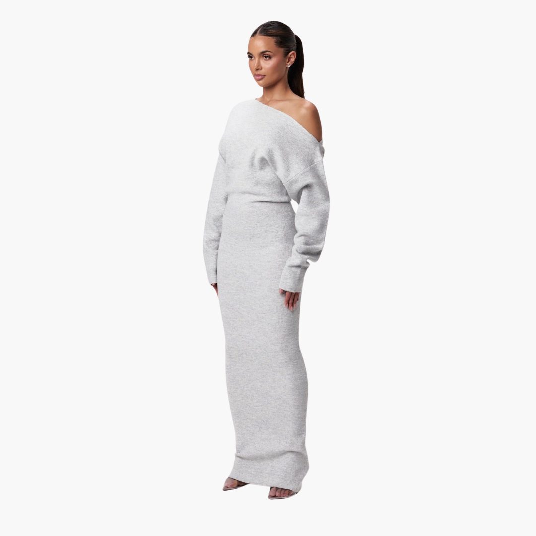 Off-Shoulder Strickkleid für Damen – Elegantes Abendkleid