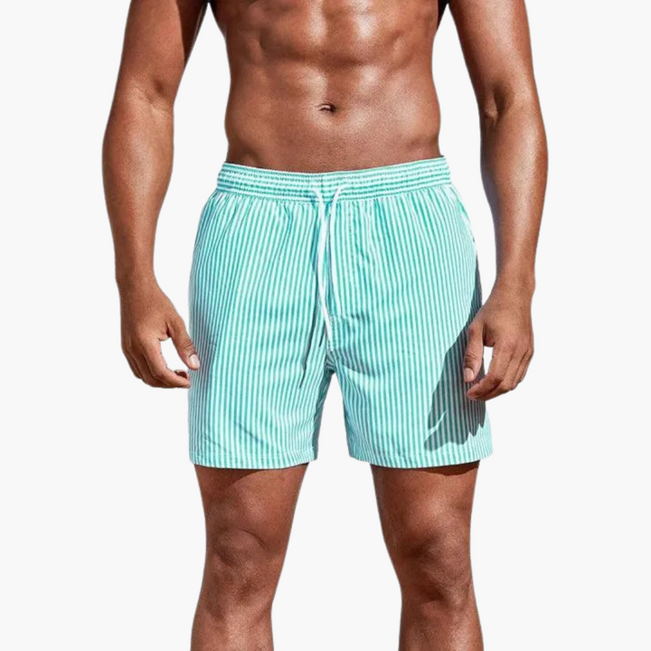 Badeshorts - Herren gestreift & schnelltrocknend Sommer