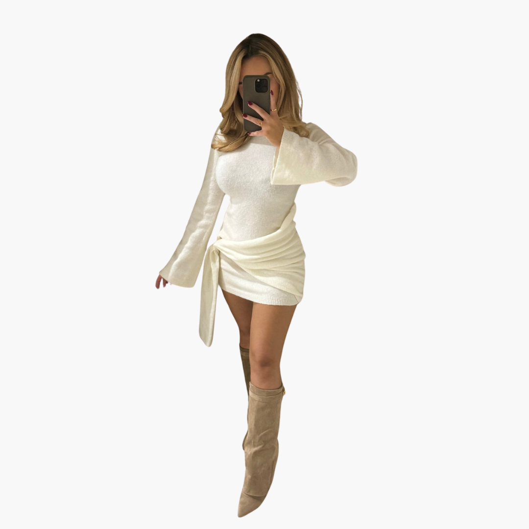Schwarzes Kleid mit Knotendetail für Damen – Elegant & Modern