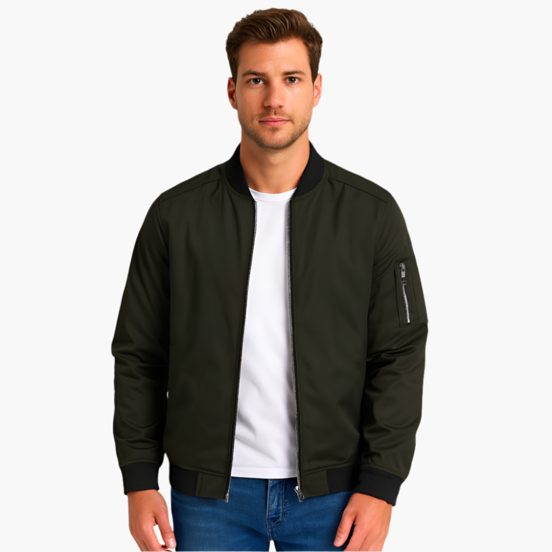 Herren Bomberjacke mit geripptem Saum und Ärmeltasche