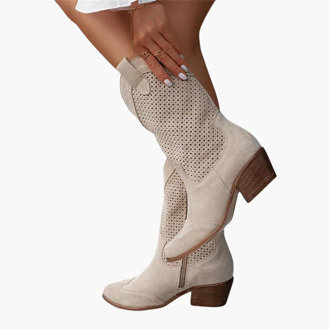 Cowboy Stiefel für Damen - Perforierte Western Stiefel