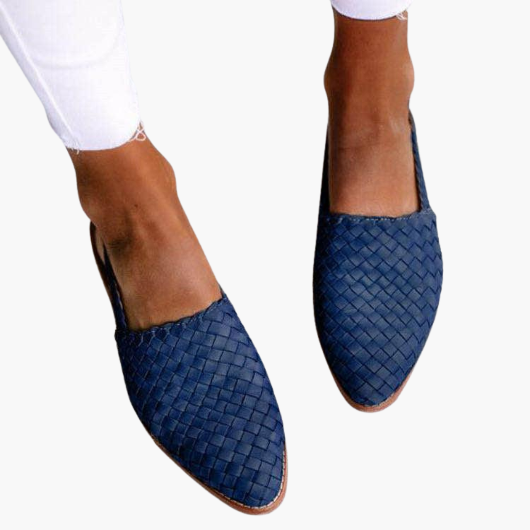 Geflochtene Leder Slingbacks für Damen - Flache Sommerschuhe