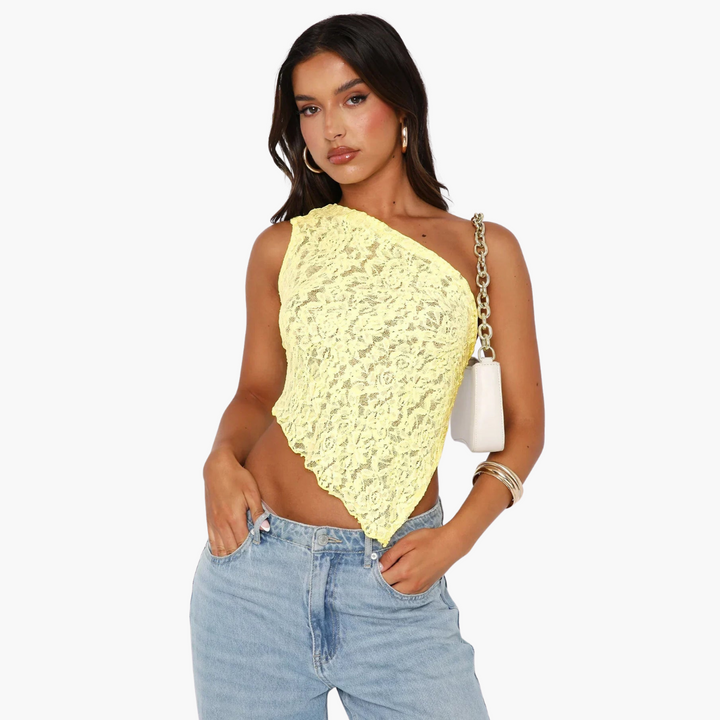 Spitzen One Shoulder Top für Damen – Asymmetrischer Trendlook